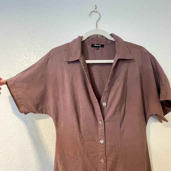 Madewell Linen Midi Shirtdress in chalked fig - Picture 6 of 7